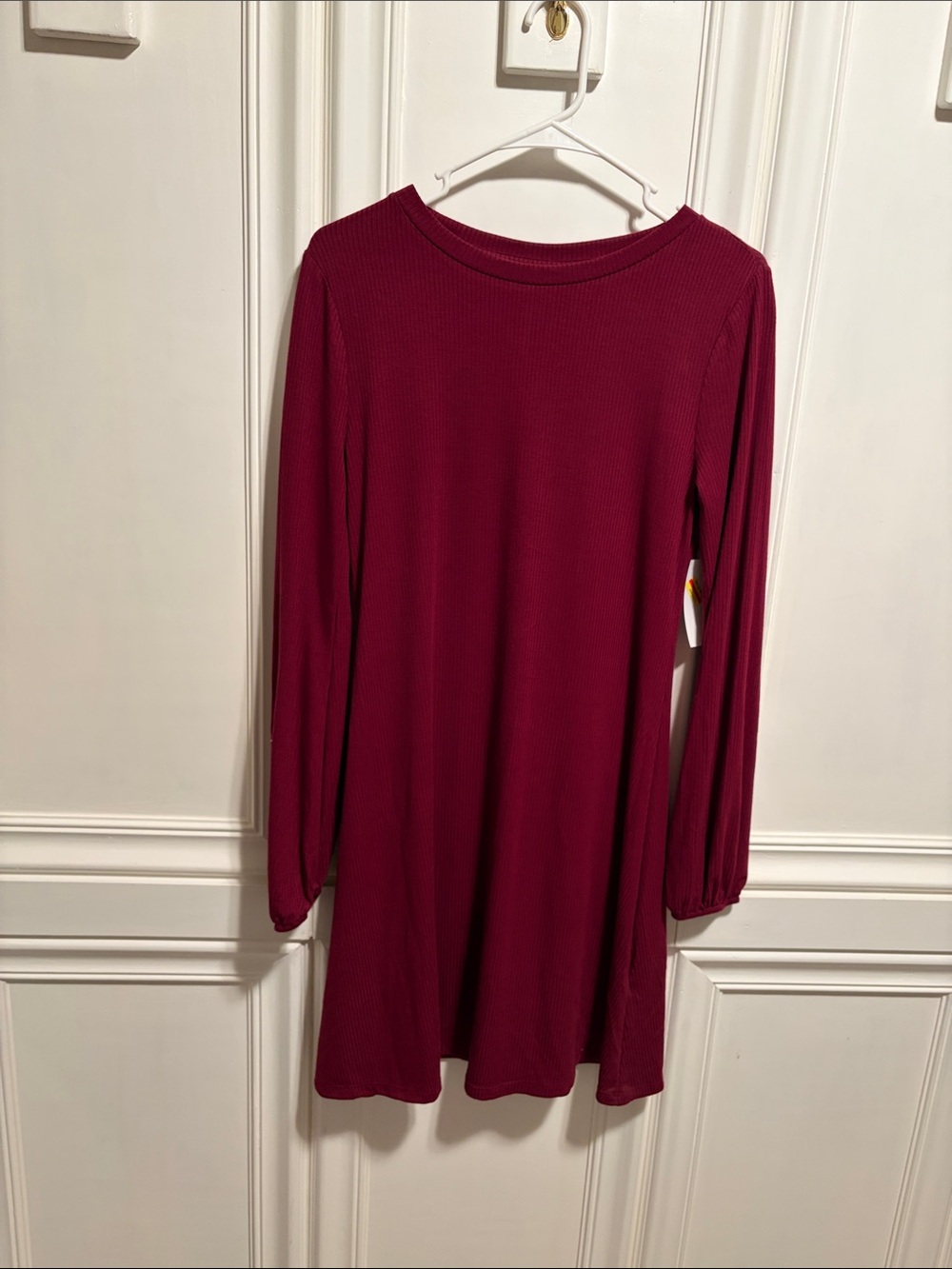 SO Long Sleeve A-Line Dress - Burgundy